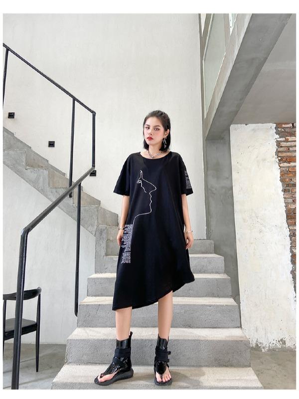 Fashion Irregularity Letter Print Dress