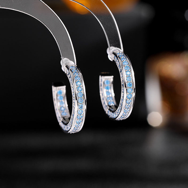 Zircon ring earrings C-ring Earrings