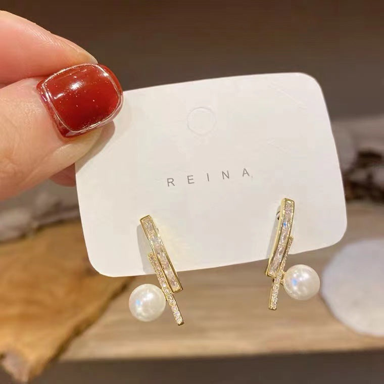 S925 silver needle pearl earrings