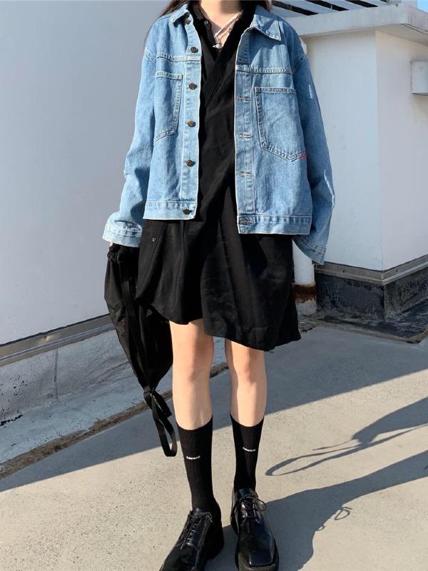 Original Solid Irregularity Shirt Dress