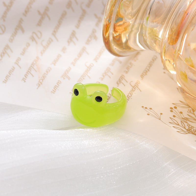 Cute frog resin ring