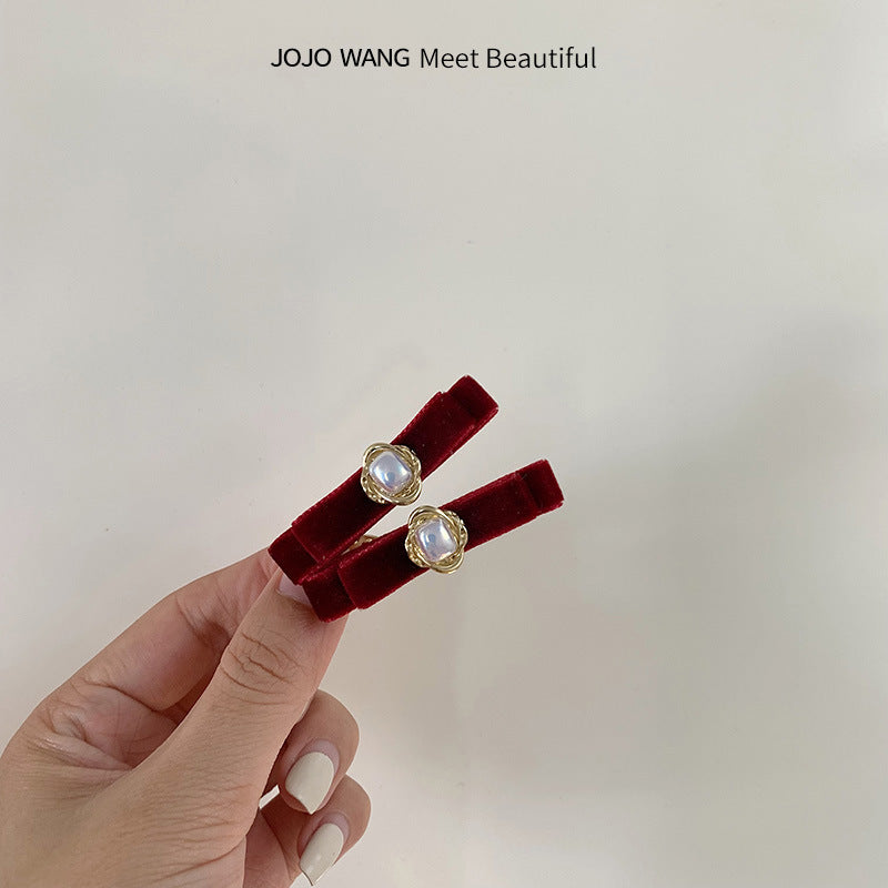 Bow pearl Hair Clips