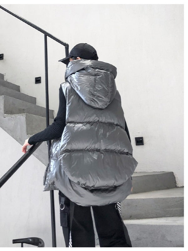 THICK HOODED SHORT VEST COAT
