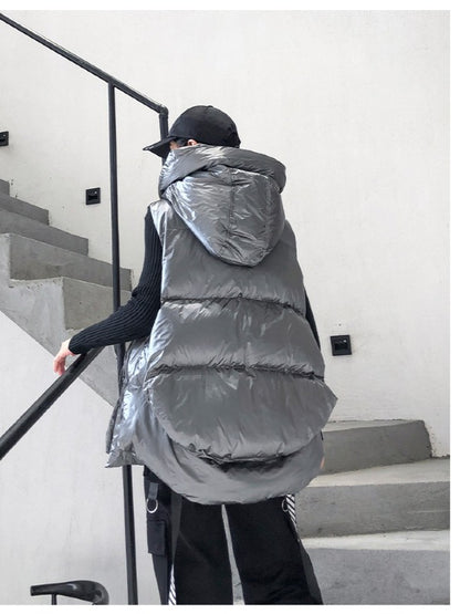 THICK HOODED SHORT VEST COAT