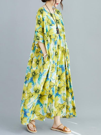 Plus Size Loose Floral Maxi Dress