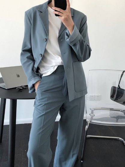 Loose Solid Casual Blazer Lapel Outwear