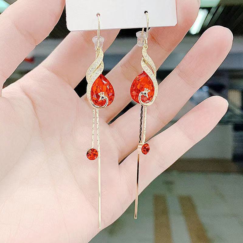 Red festive earrings