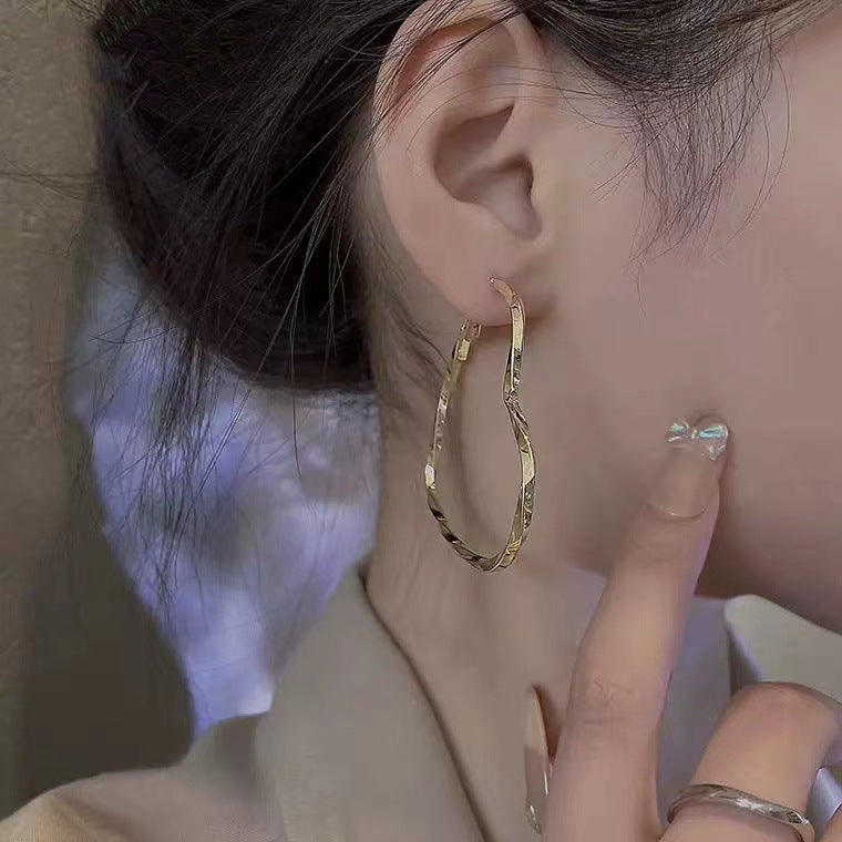 Love S925 Silver Needle Earrings Retro Metal Exaggerated Earrings