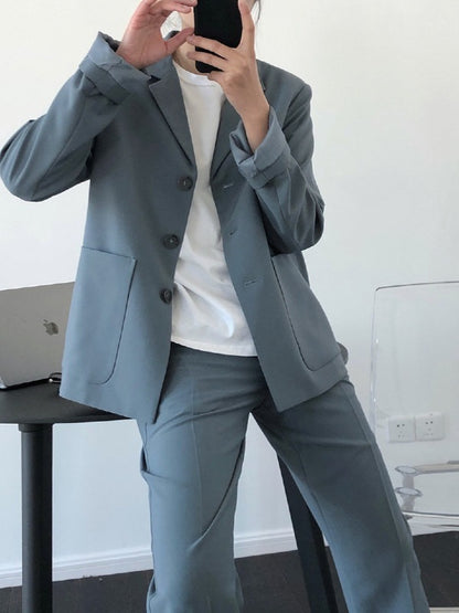 Loose Solid Casual Blazer Lapel Outwear