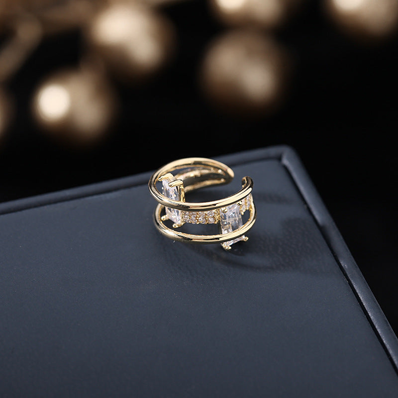 Ear buckle geometric square Zircon Earrings