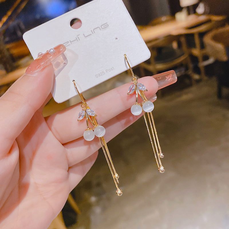 Wholesale zircon bowknot water drop Tassel Earrings