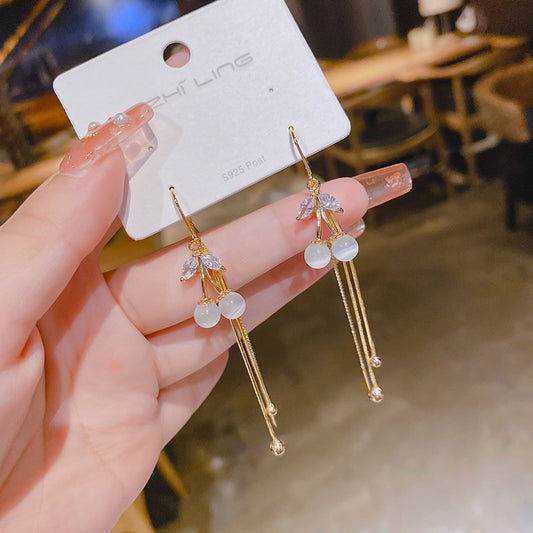 Wholesale zircon bowknot water drop Tassel Earrings