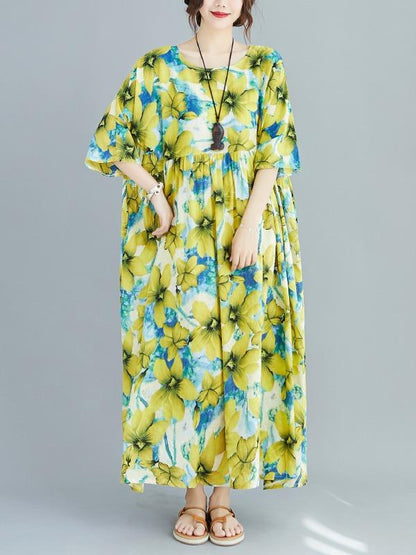 Plus Size Loose Floral Maxi Dress