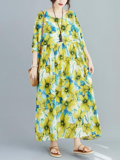 Plus Size Loose Floral Maxi Dress