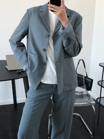 Loose Solid Casual Blazer Lapel Outwear