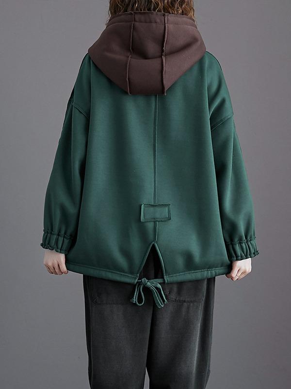 LOOSE CASUAL THICKENING STITCHING HOODIE - Zebrant