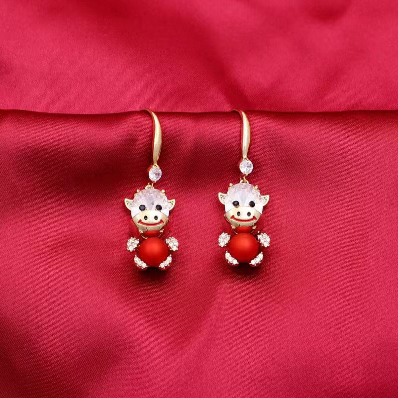 Red festive earrings