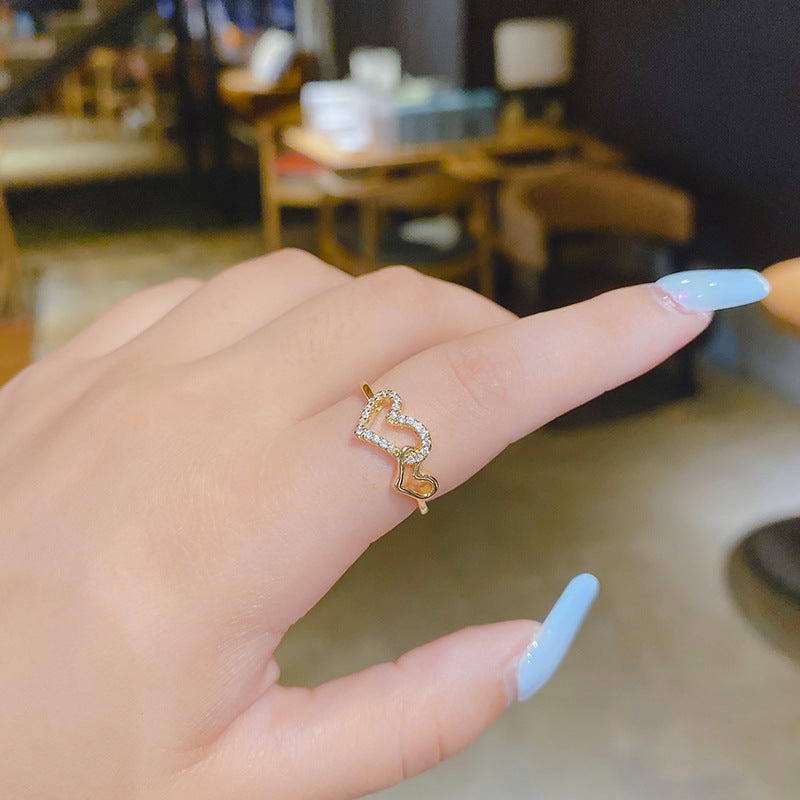 WHOLESALE Zircon Double Love Ladies Ring