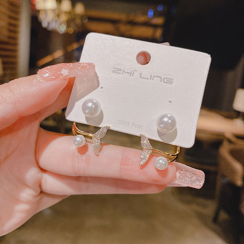 WHOLESALE fishtail pearl earrings