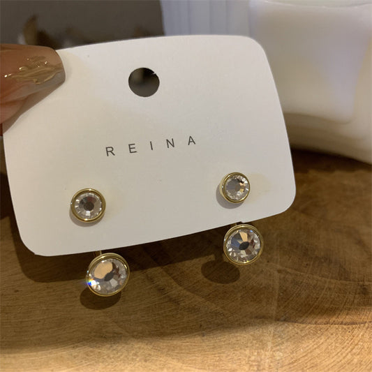 Diamond circle geometric earrings