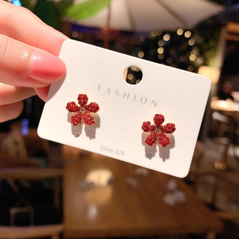 Red festive earrings