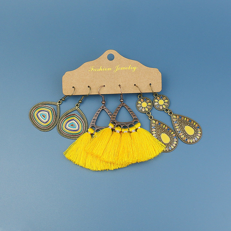 Tassel flowers large circle vintage earrings