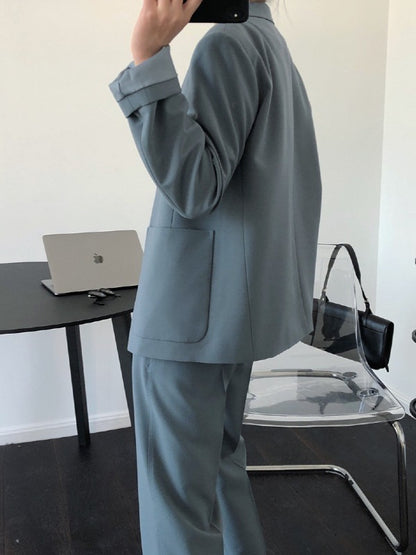 Loose Solid Casual Blazer Lapel Outwear