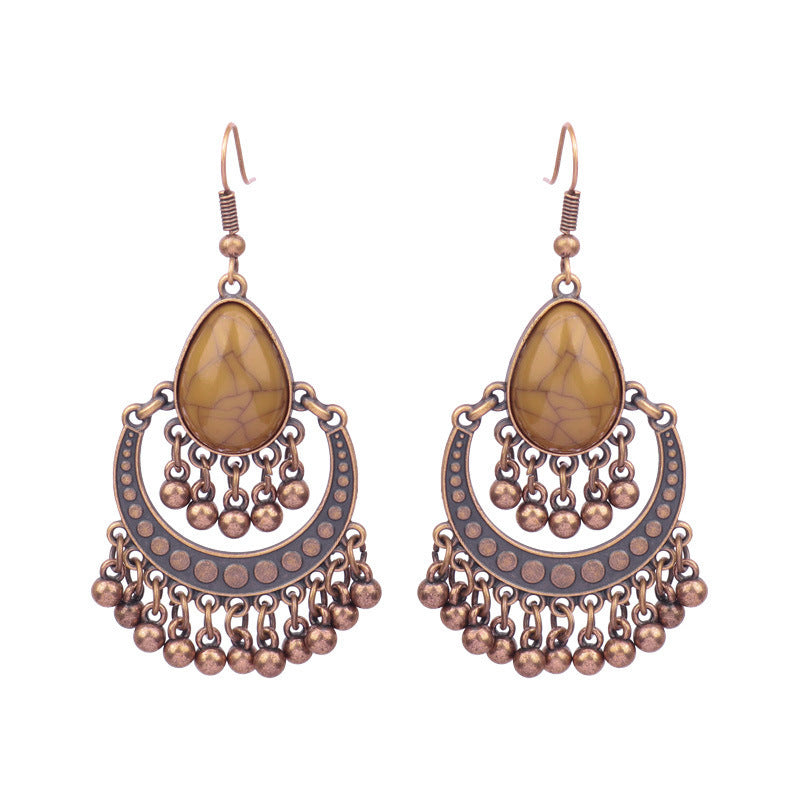 Exaggerated retro wooden earrings