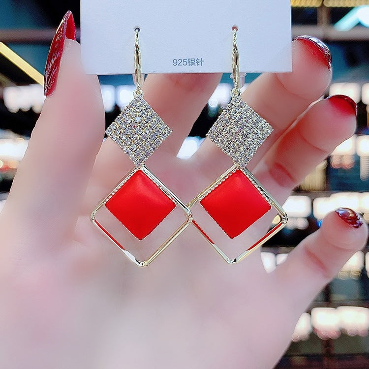 Red festive earrings