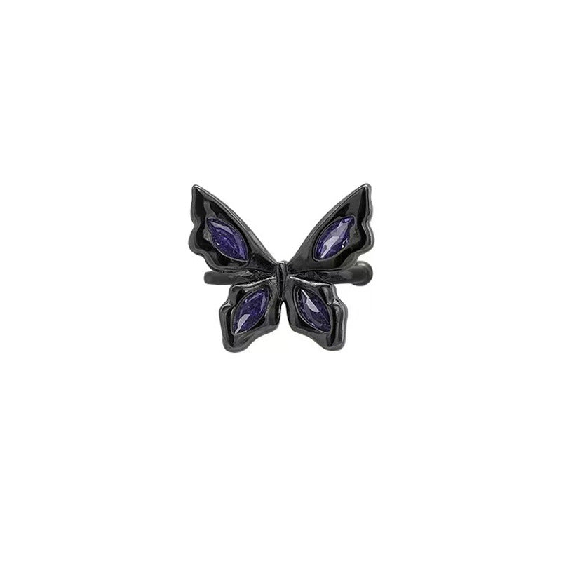 Korean black zircon butterfly earrings