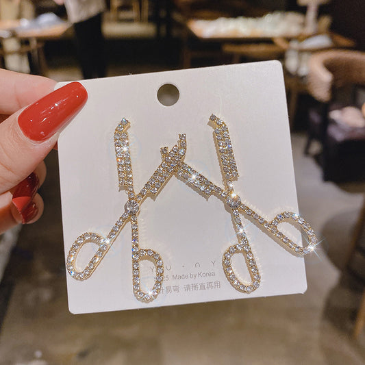 Wholesale fashion full drill scissors Earrings