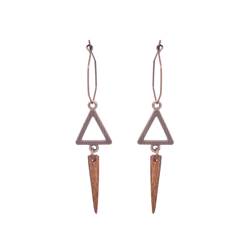 Exaggerated retro wooden earrings