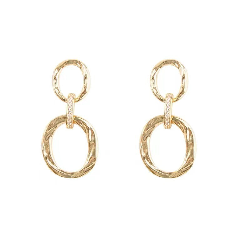 S925 Silver Needle Metal Hollow Geometric Circle Earrings