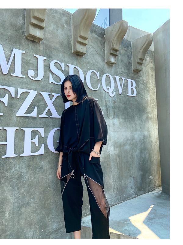 Plus Size Loose Chiffon Solid Split-Joint Blouse