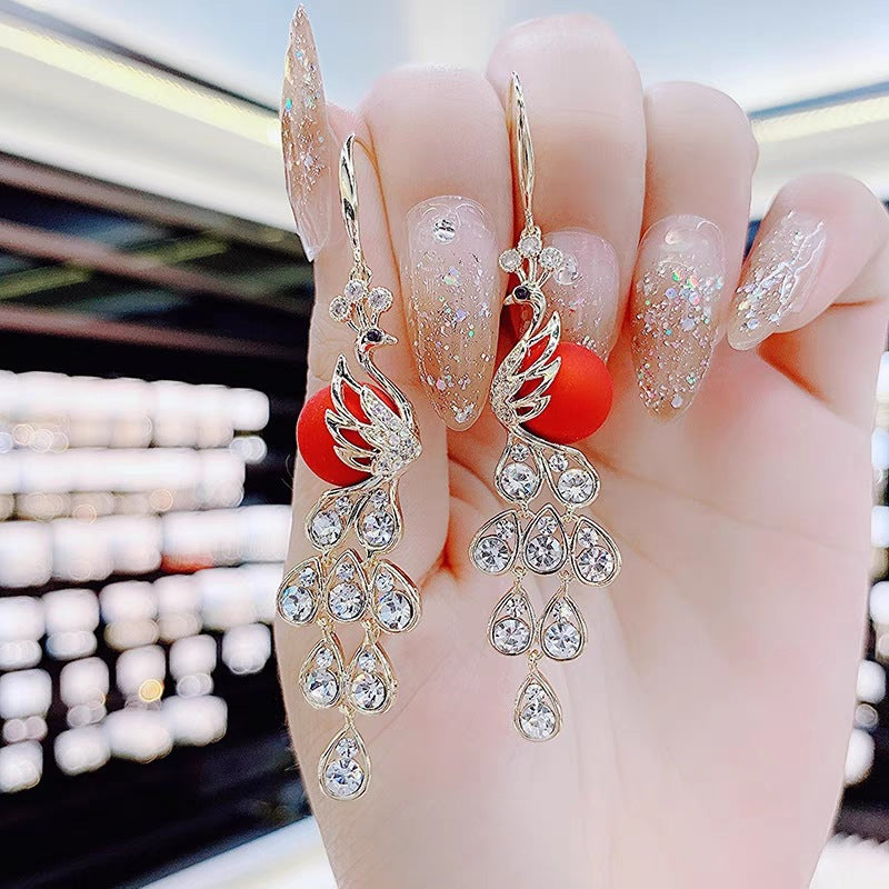 Red festive earrings