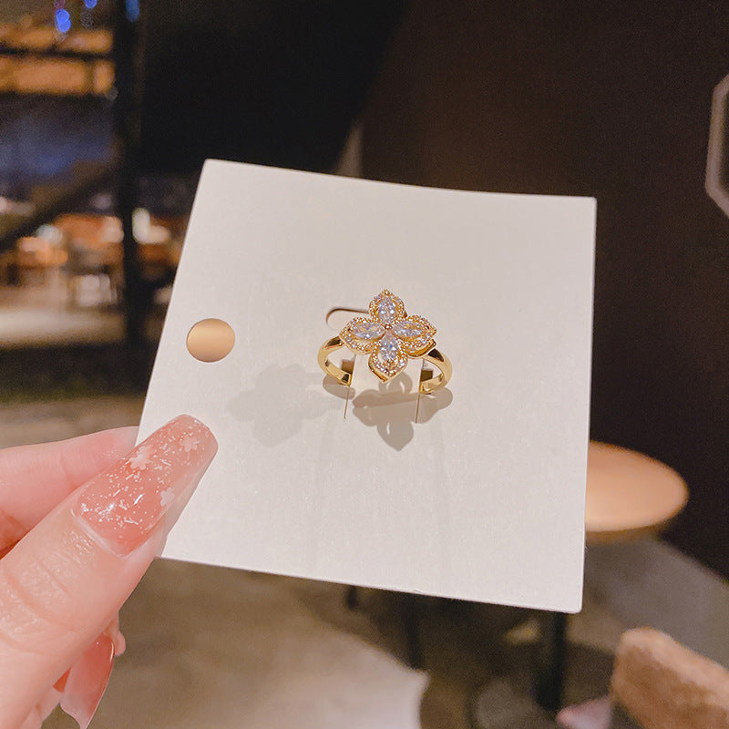 WHOLESALE rotating windmill ring inlaid with zircon