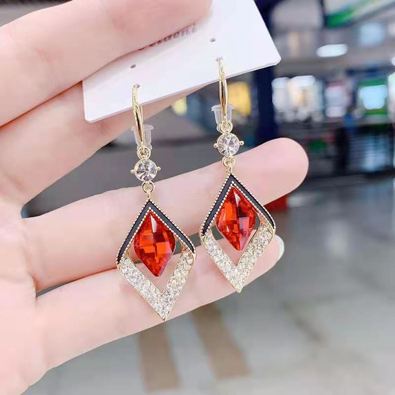 Red festive earrings