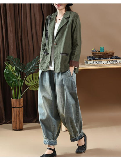 Vintage Linen Split-joint Suit