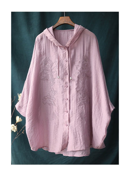 VINTAGE EMBROIDERED LINEN SUN-PROOF THIN OUTWEAR
