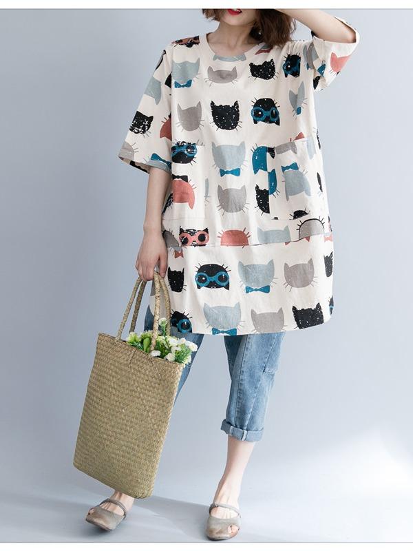 CASUAL CARTOON PRINTED ROUND-NECK T-SHIRT - Zebrant