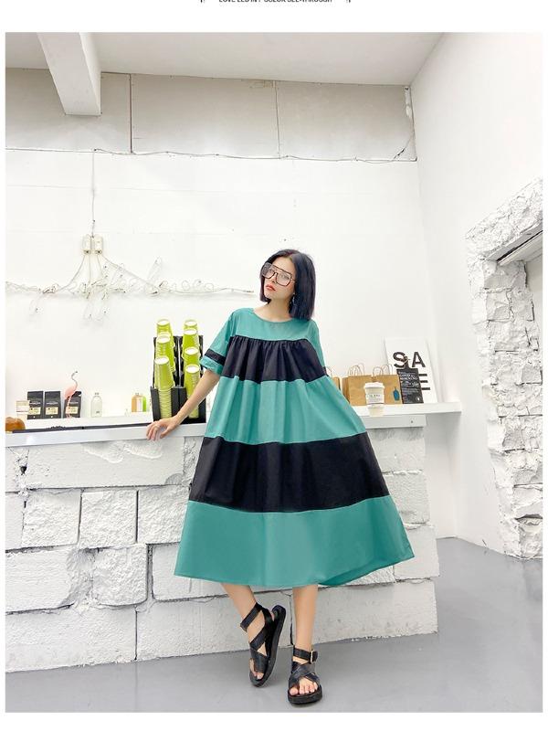 Plus Size Wide Stripes A-Line Midi Dress