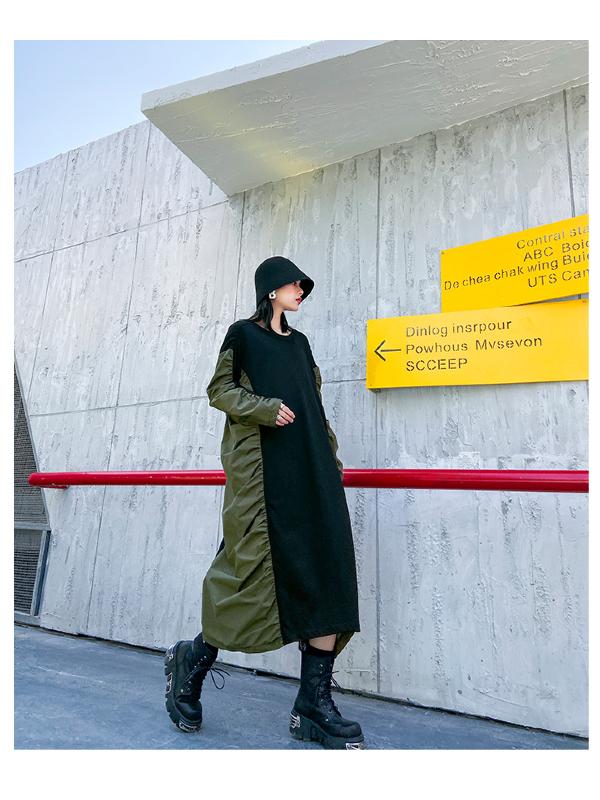 SPLICING PLEATED LOOSE MAXI DRESS - Zebrant