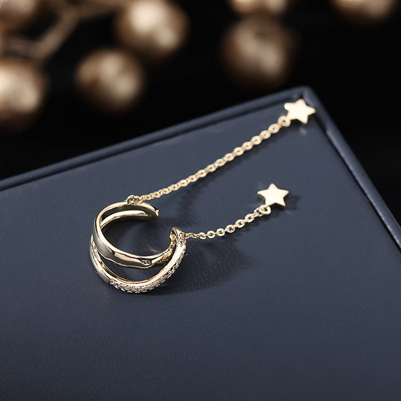 Fashion personality design pentagonal star Tassel Earrings