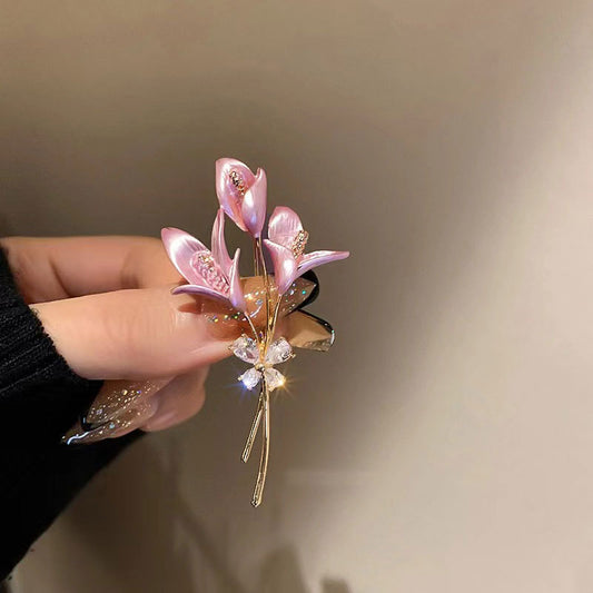Vintage literary lily brooch