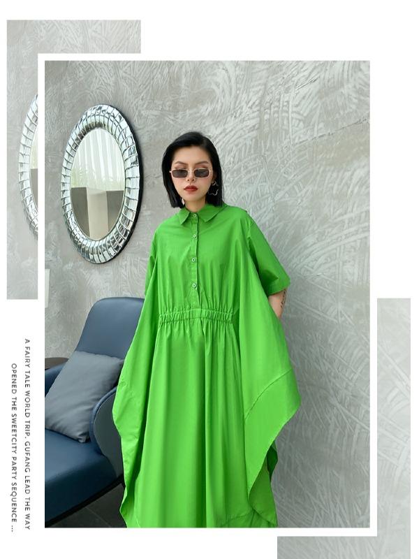 Elasticity Lapel Split-Joint Midi Dress