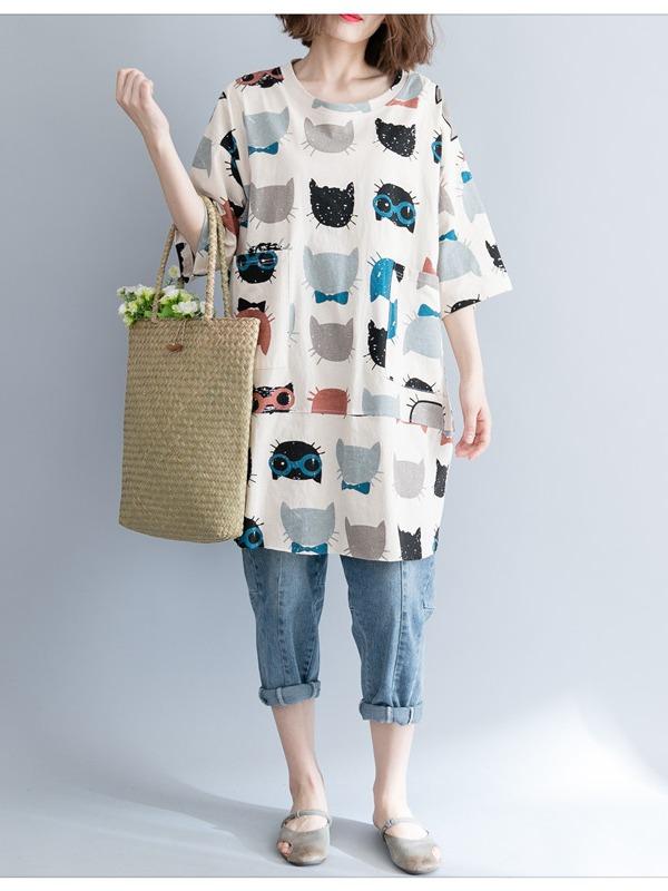 CASUAL CARTOON PRINTED ROUND-NECK T-SHIRT - Zebrant