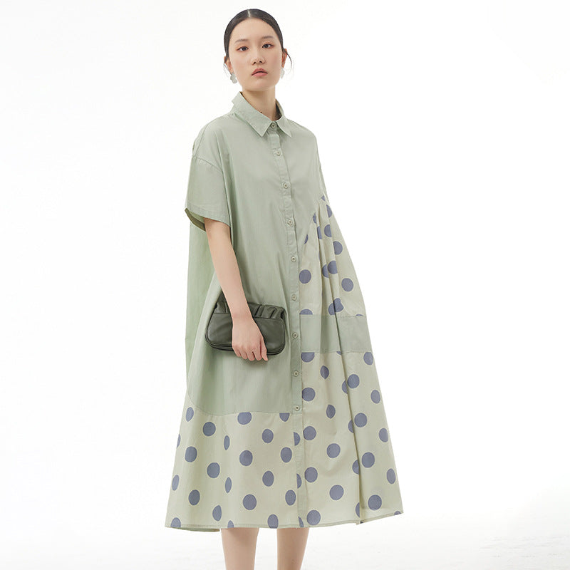 Polka dot print dress with loose and thin temperament