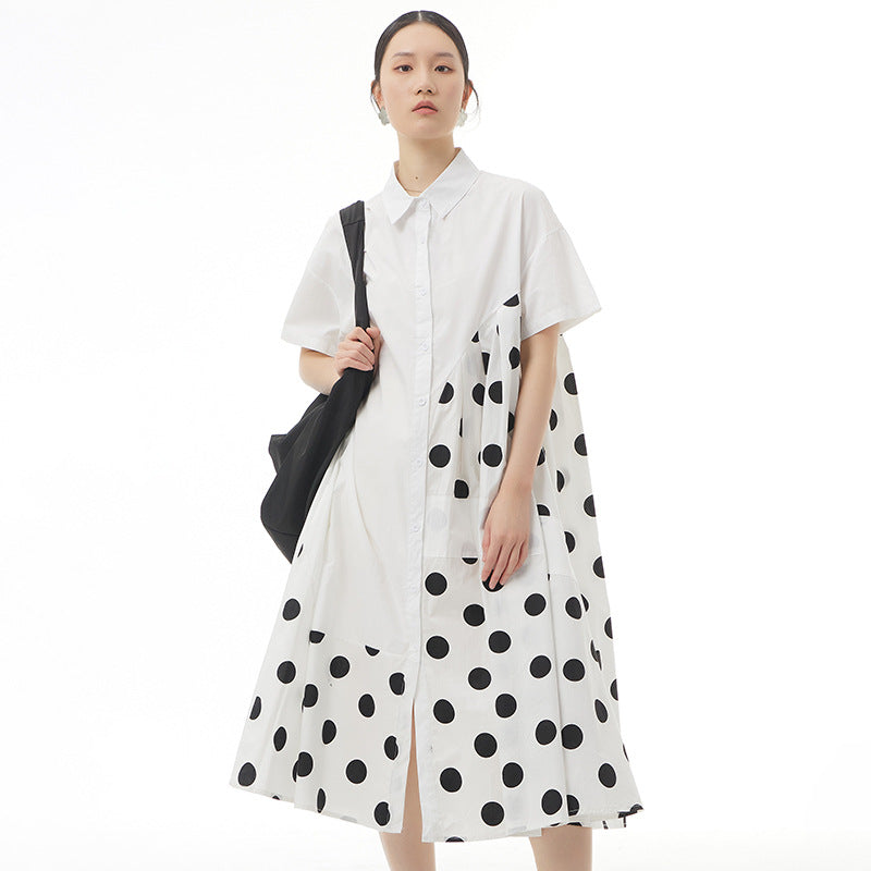Polka dot print dress with loose and thin temperament