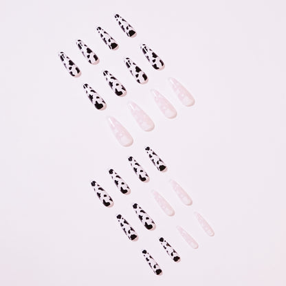Cream black-and-white color matching PRESS ON NAILS