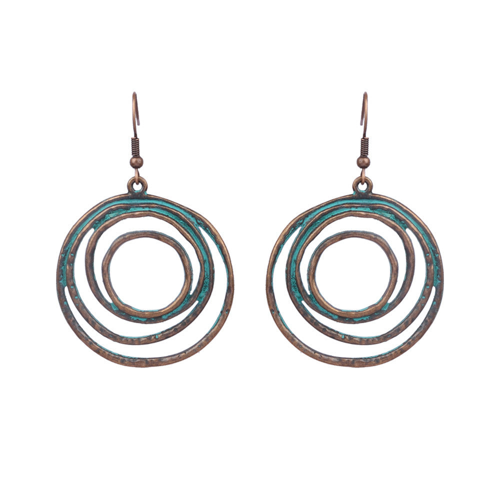 Retro earrings geometric turquoise tassel earrings